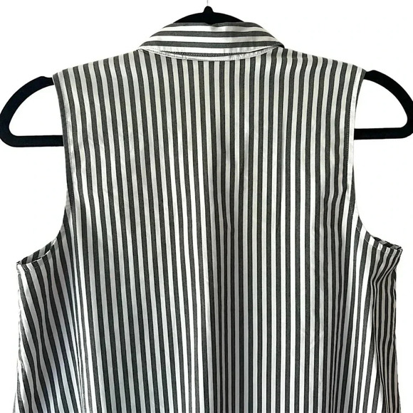 J Jill | NWOT | SLEEVELESS BUTTON FRONT GREY STRIPE TOP | SIZE: PETITE SMALL - Picture 6 of 8